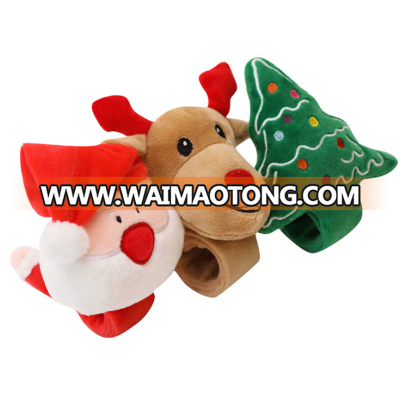 Christmas Slap Bracelets Plush Toys Santa Deer Christmas Tree